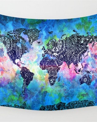 150 130 cm Vintage World Map Blanket Cosmos Galaxy Polyester Wall Hanging Tapestry Home Living Room Office Background Decor