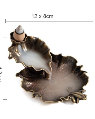 Alloy Lotus Leaf Inverted Incense Burner Antique Indoor Incense Burner  Copper Color